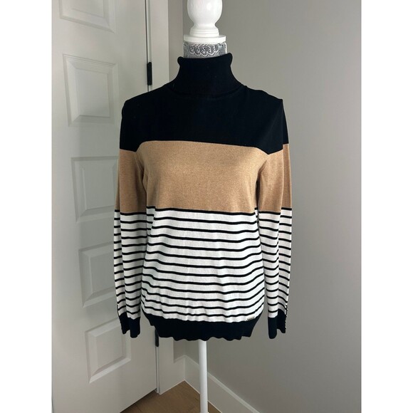 Tommy Hilfiger Sweater Stripe Turtleneck Women’s Medium M - Picture 1 of 10